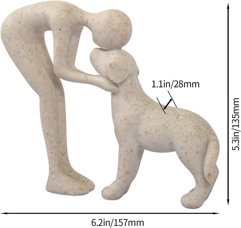 Dog Sculpture Home Decor Cute Man and Dog Statue Decoration for Office、Living Ro3