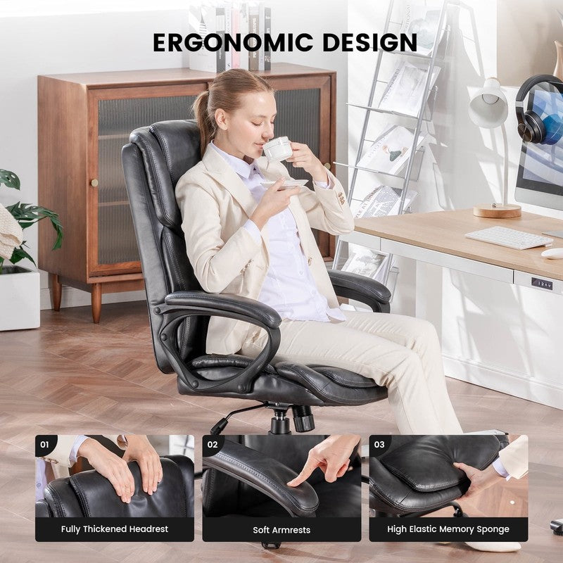 Executive Ergonomic High Back Leather Home Office Desk Chair, Gray4