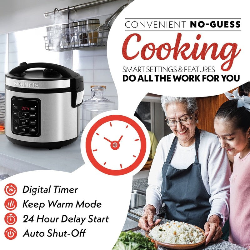 5 Qt Rice Cooker & Steamer, 20 Cup Cooked (10 Cup Uncooked) Stainless Steel6