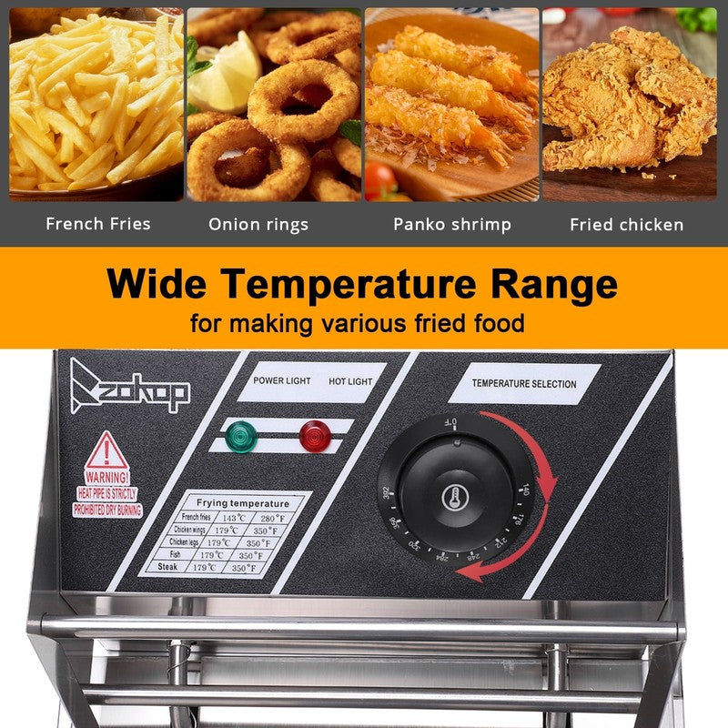6L 2500W Electric Deep Fryer Commercial Tabletop Restaurant Frying Basket,Silver6