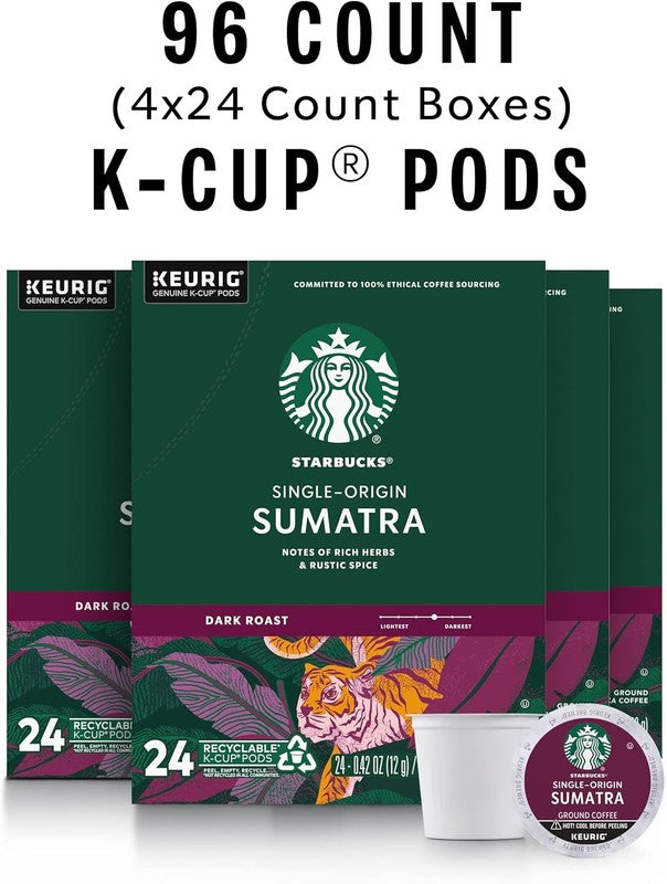Sumatra Dark Roast K-Cup Coffee Pods, 100% Arabica, 96 Pods Total1