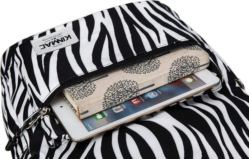 Water Resistant Laptop Backpack USB Port 13 15.6" Travel Outdoor Zebra4