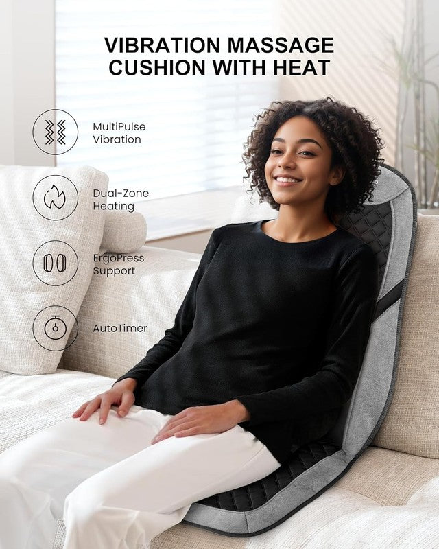 Back Massager Chair Mat w/ Heat 8 Vibration Motors Lumbar Support Bag3
