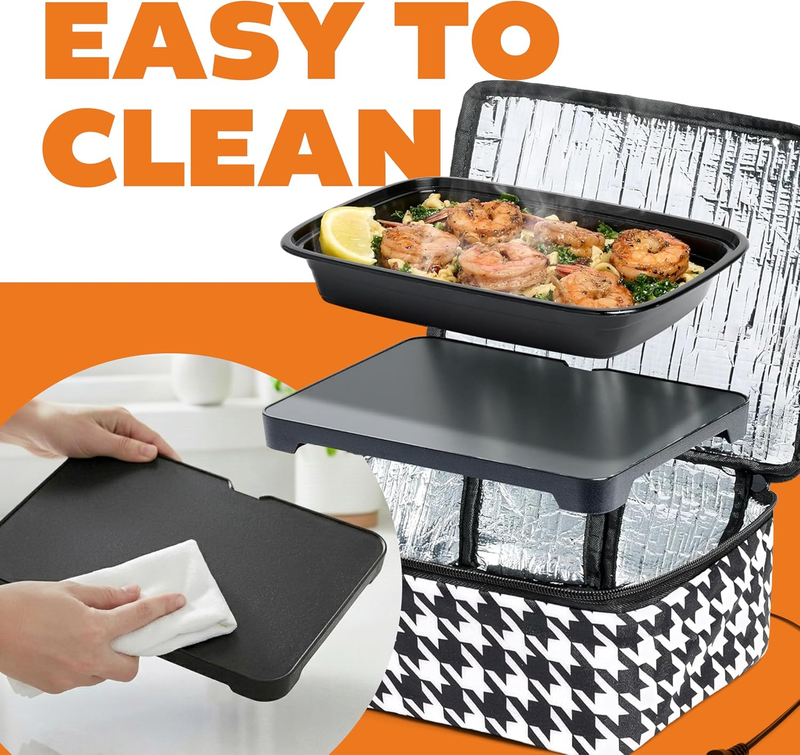 Mini Heated Lunch Box 12V Portable Electric Food Warmer Houndstooth4