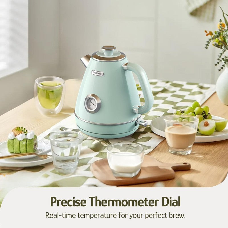 Retro Electric Kettle 1.7L 1200W Stainless Steel w/ Thermometer Mint Green1