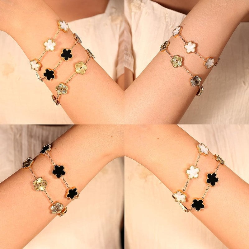 3Pcs 18K Gold Four Leaf Clover Bracelet Set Lucky Gift for Women6