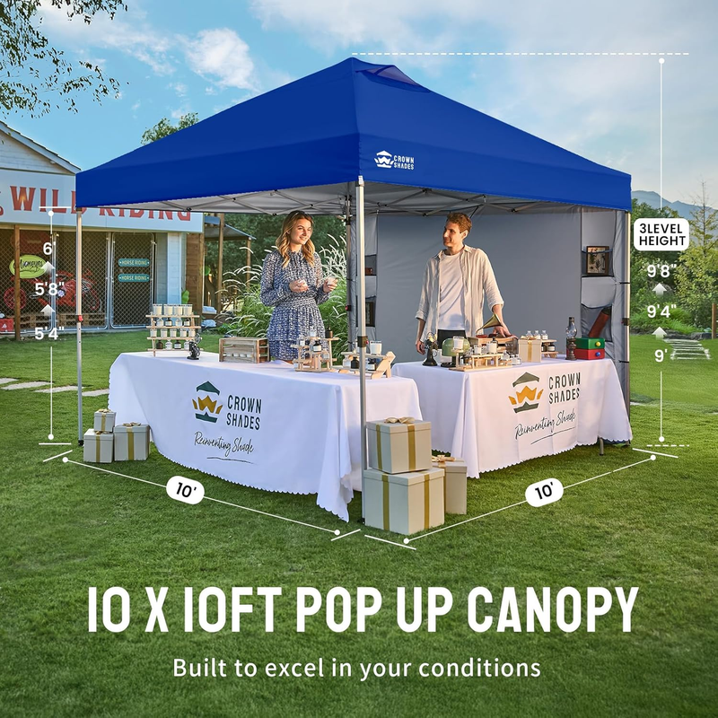 Crown Shades 10x10 Outdoor Pop Up Canopy Tent Easy Setup UV Protection Blue6