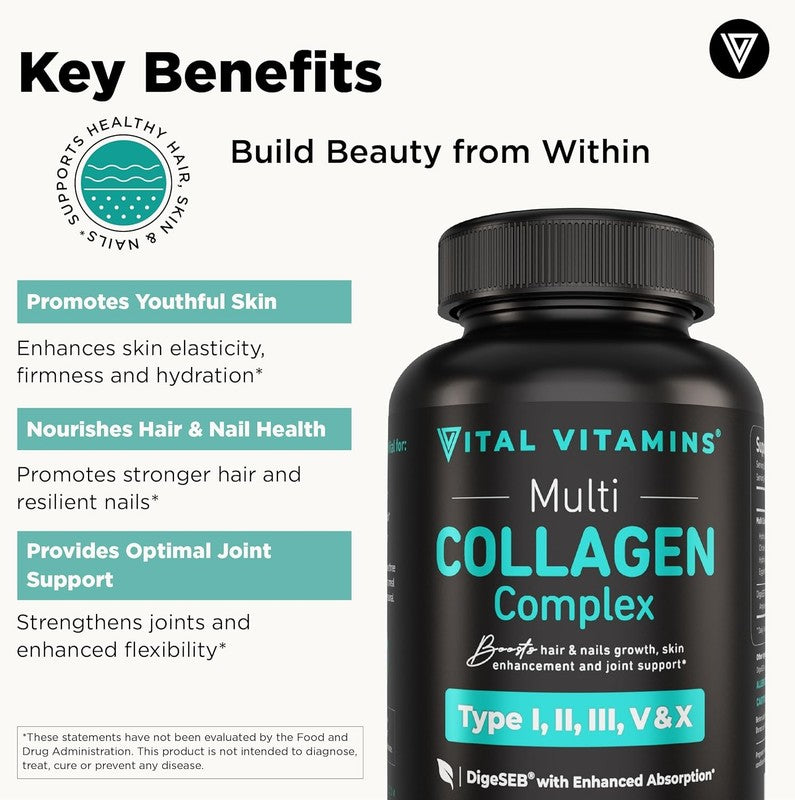 Multi Collagen Capsules, Type I II III V X, Grass Fed, Non-GMO, 150 Count2