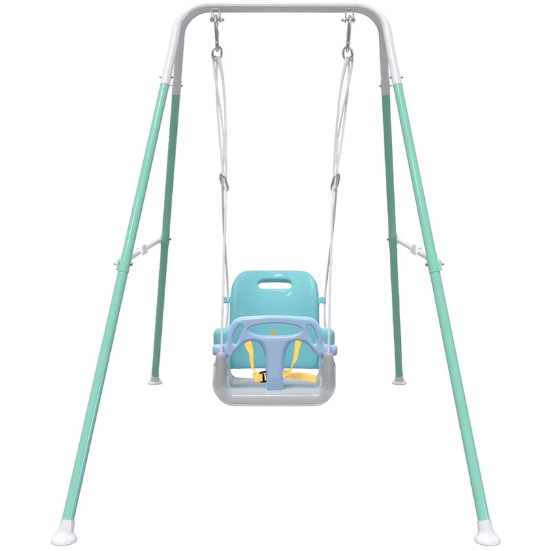 Foldable Baby Swing Set for Backyard, Indoor/Outdoor Toddler Swing White & Green9