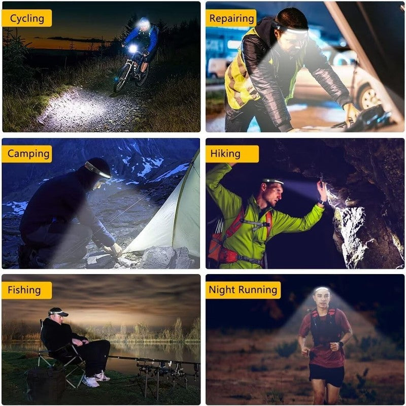 Headlamp Rechargeable 2PCS, 230° Wide Beam Head Lamp LED with Motion Sensor for 7