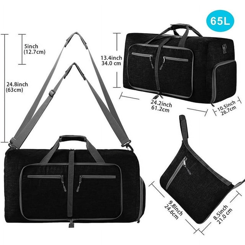 XUEYU Unisex 24"Waterproof Travel Duffel Bag,Black6
