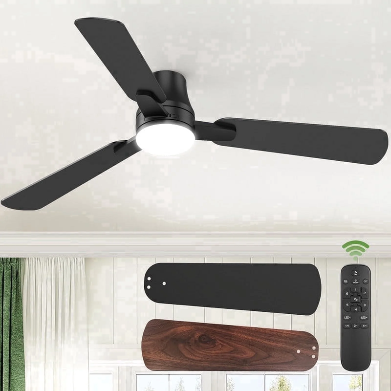 42in Modern Ceiling Fan with Light Remote 6 Speed Flush Mount LED0
