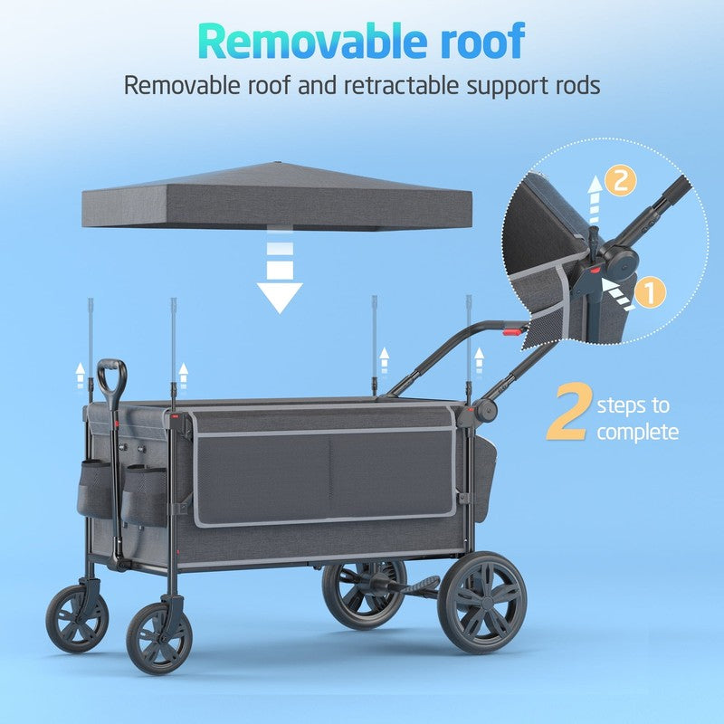 All-Terrain Stroller Wagon for Toddlers with Canopy, Parent Organizer, Adjustabl6