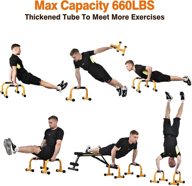 Push Up Parallettes Bars 9.5" Heavy Duty Stand L Sit Dip Handstand Calisthenics5