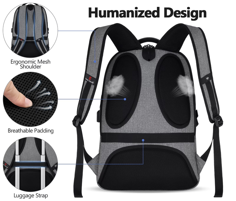 Laptop Backpack USB Charging Port Water Resistant Business Work Bag Men3
