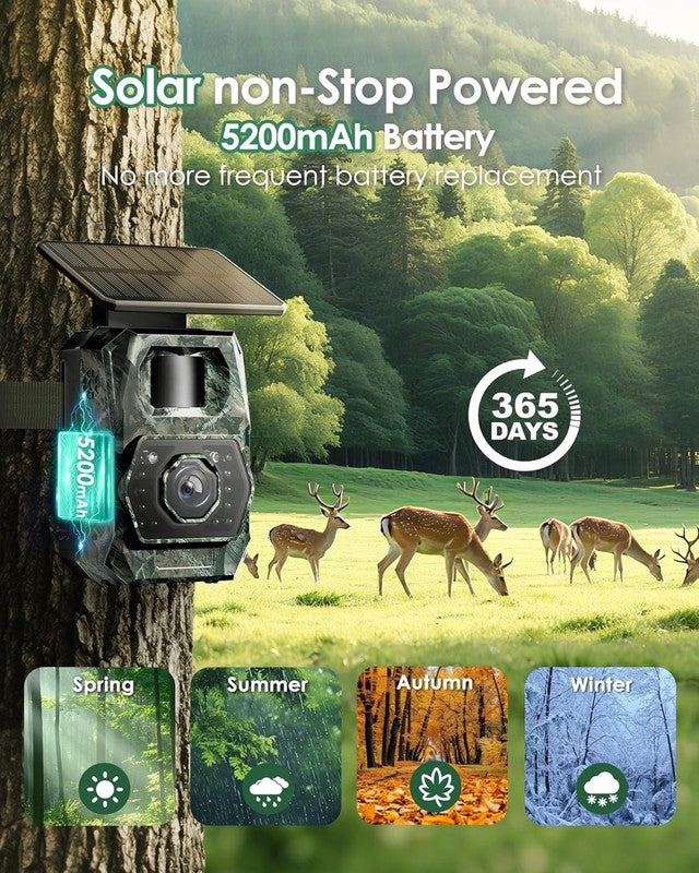 Solar Trail Camera 48MP 30FPS WiFi Night Vision IP66 + 32GB SD Card5