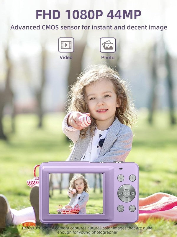 FHD 1080P Digital Point & Shoot Camera 16X Zoom Anti-Shake Compact Kids, Purple1