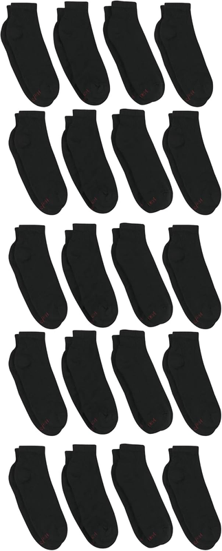 Men’s Double Tough Crew Socks Moisture Wicking Work Socks Black White Pack1