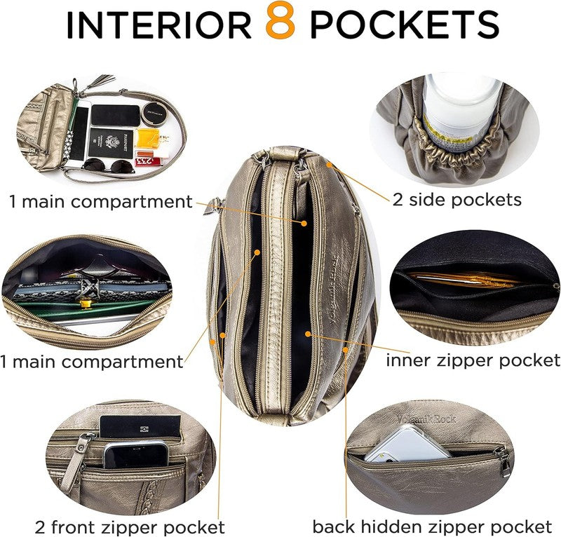 Women Crossbody Bag Tassel PU Leather Shoulder Handbag Purse Pocketbook5