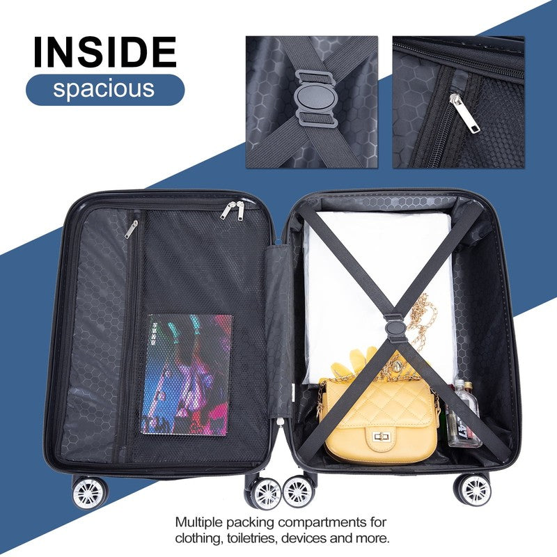 4 Piece Blue Hardside Luggage Set with Spinner Wheels   Lightweight & Durable6