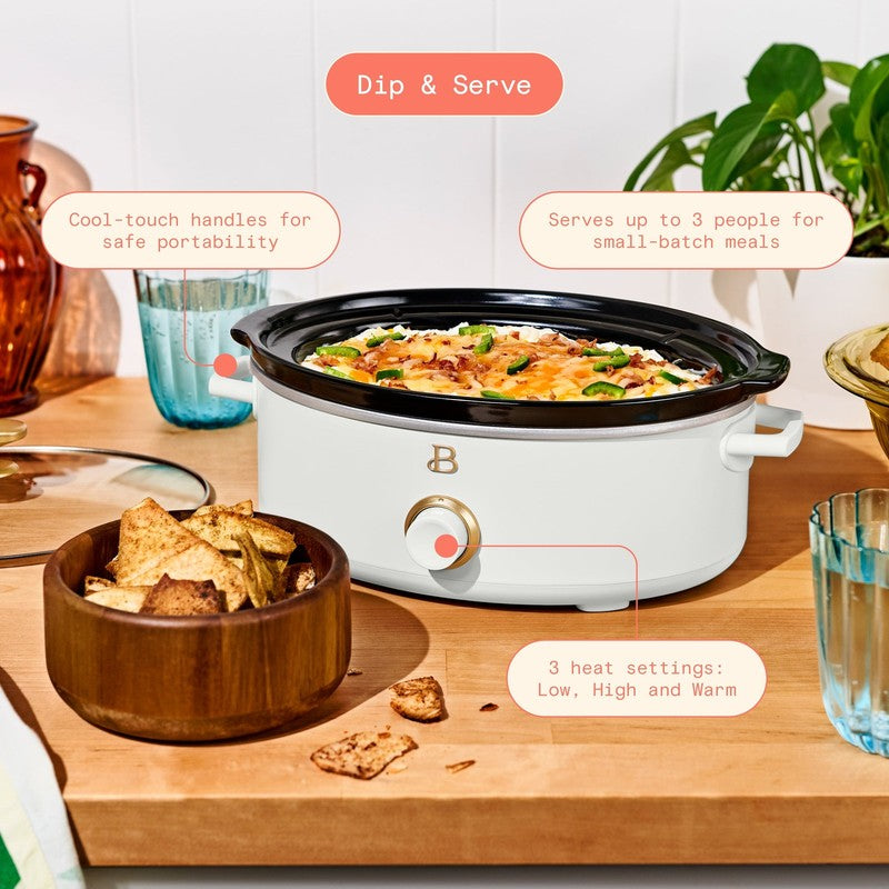 2.5 Qt Dip and Serve Manual Slow Cooker, White Icing by Drew Barrymore1