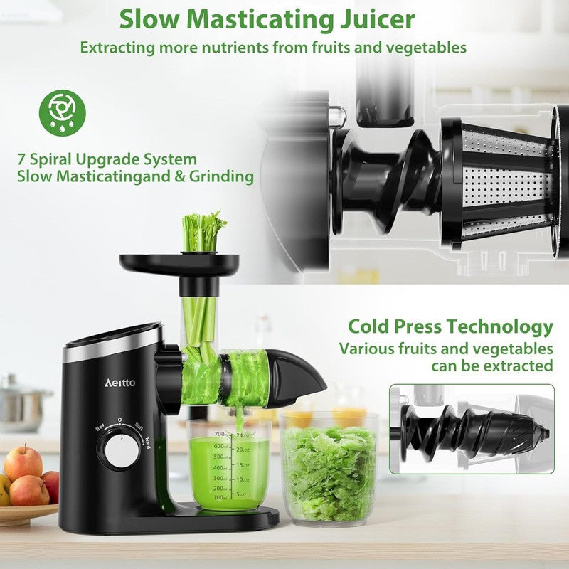 Quiet Cold Press Juicer with Reverse Function & Easy Clean Brush2