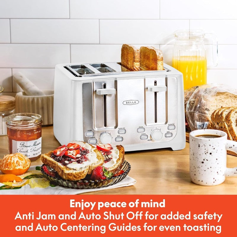 4 Slice Toaster, Wide Slots, Reheat/Defrost, Crumb Tray, Auto Shut-Off, White5