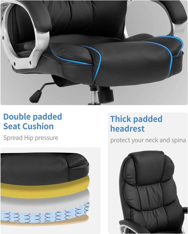 Ergonomic High Back Office Chair with Lumbar Support and Armrests - Black3