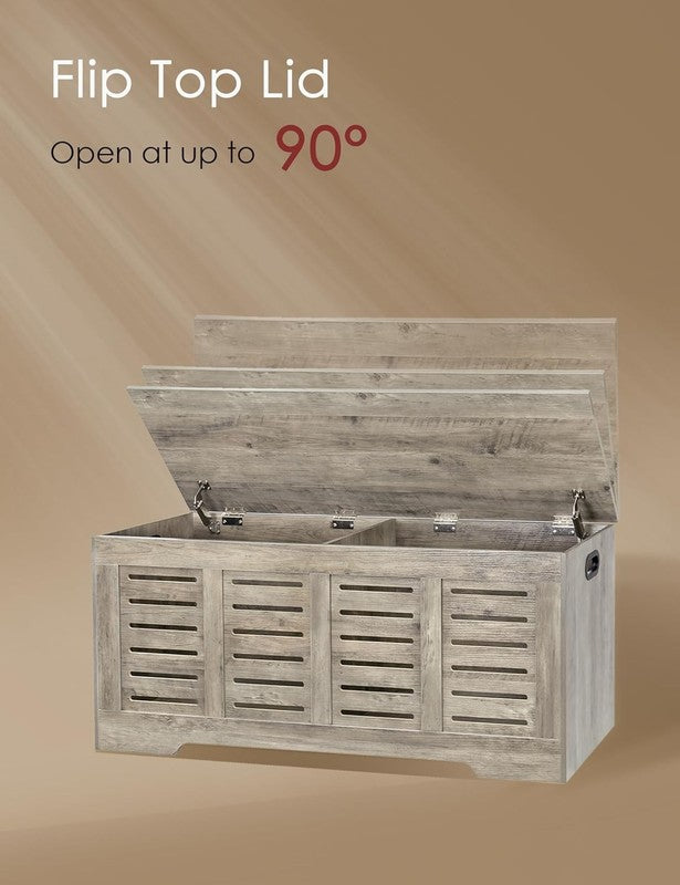 47.3'' Wooden Toy Box Storage Chest Flip Top Entryway Shoe Bench Gray Wash4