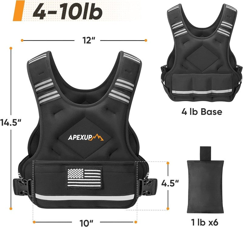 Adjustable Weighted Vest 4 10lb Strength Training Running Walking Unisex4