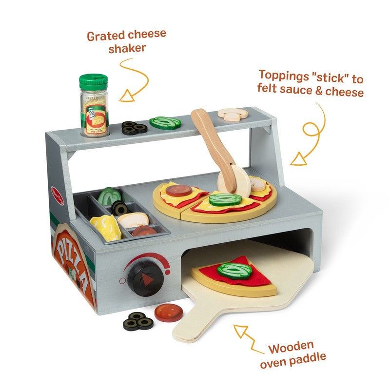 Wooden Pizza Counter Play Set – 41PCS Pretend Food Kitchen Toy, FSC Certified2
