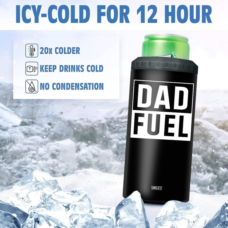 12oz Dad Fuel Can Cooler 4-in-1 Stainless Steel Insulated Tumbler Gift Dad4