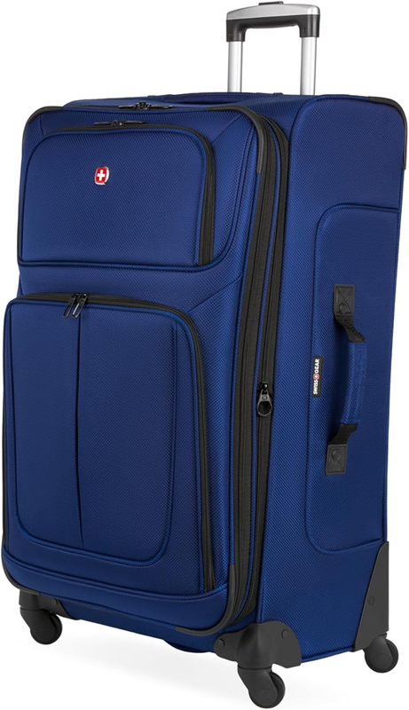 Sion Large Checked Softside Expandable Spinner Travel Suitcase Blue0