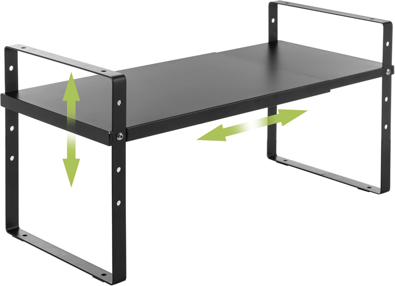 Expandable Cabinet Shelf Organizer Stackable Adjustable Kitchen Rack Black8