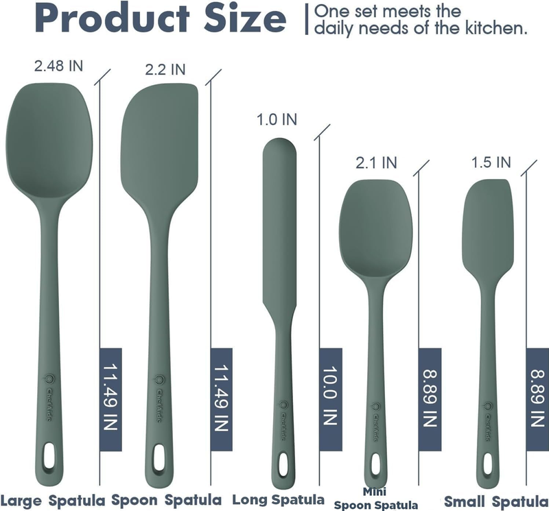 5 Piece Silicone Spatula Set Heat Resistant 600°F Nonstick Cookware1