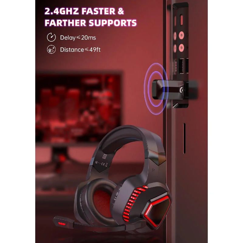 Wireless Gaming Headset 2.4G USB PS5 Switch PC Mac Bluetooth Mic Black6
