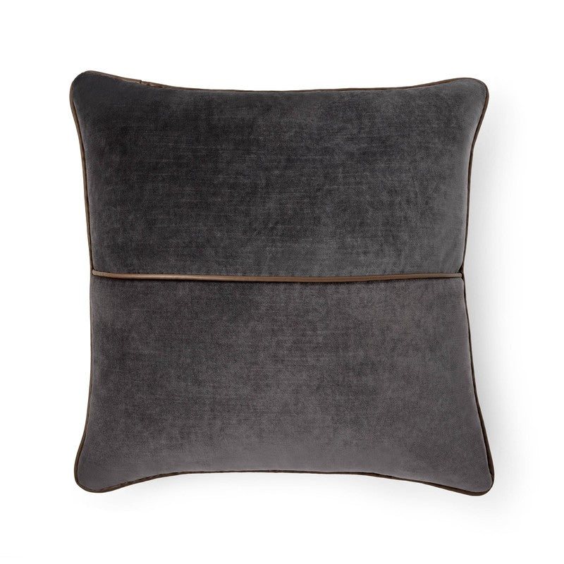 Velvet Pillow with Faux Leather Trim – 18"X18"9
