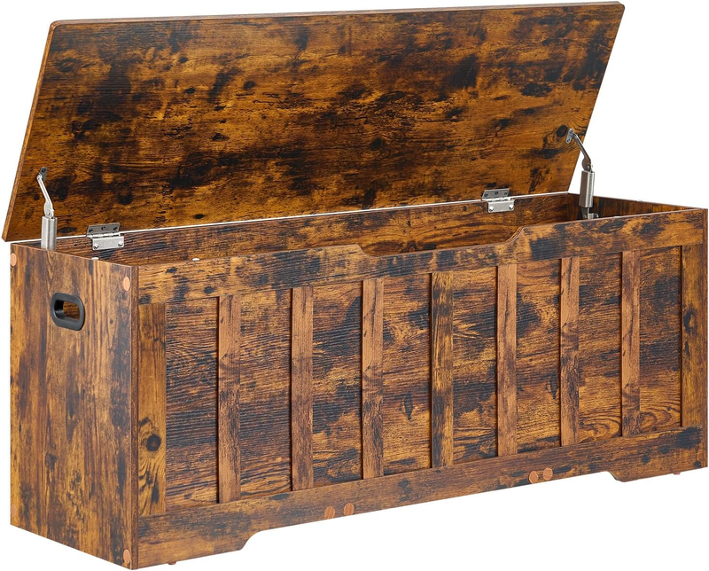 47.2'' Wooden Storage Chest Trunk Flip Top Bench Shoe Storage Rustic Brown6