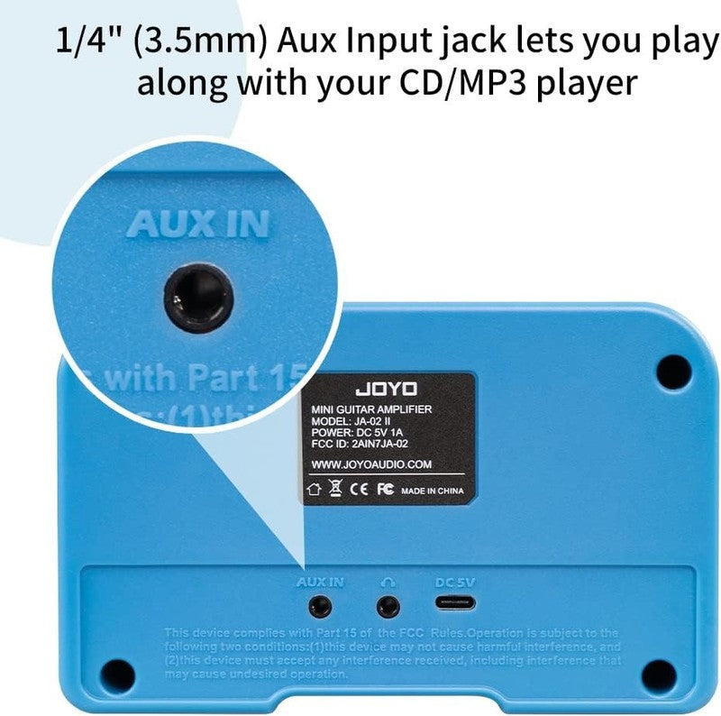JA-02 II Mini Guitar Amp, 5W Bluetooth Rechargeable Practice Amplifier (Blue)6