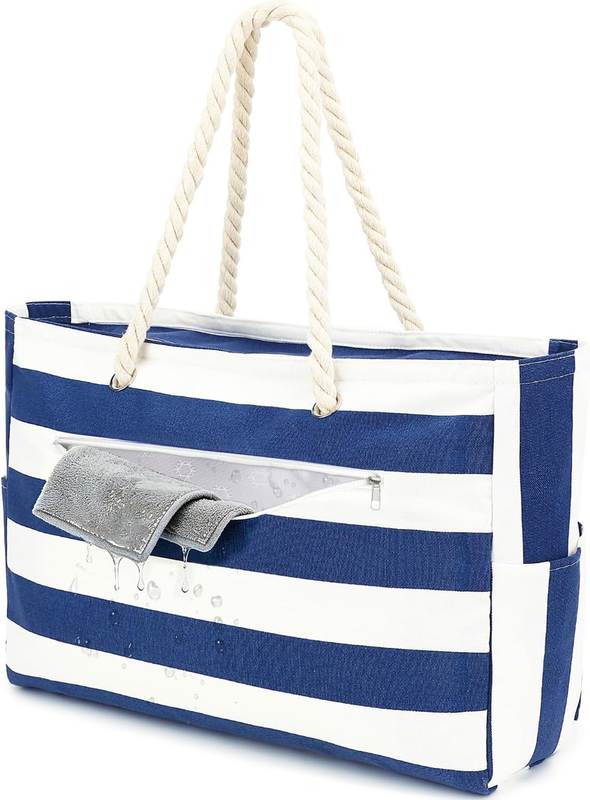 Waterproof Beach Bag Large Canvas Tote Wet Pocket Pool Cruise Travel11