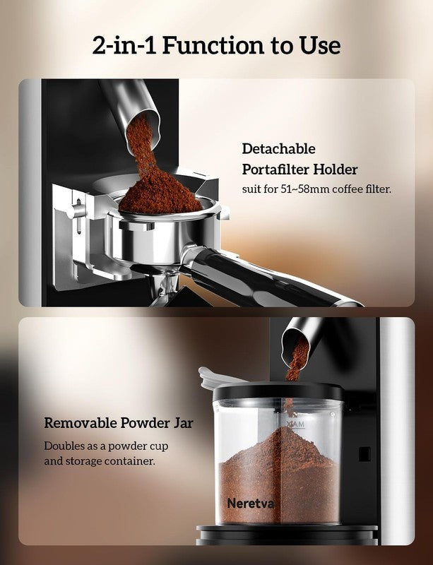 Burr Coffee Grinder 2-in-1 Stainless Steel 30 Settings Anti-Static Espresso3