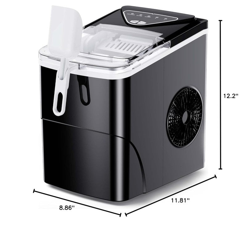 Countertop Ice Maker, 9 Cubes in 6 Mins, Self-Cleaning, 2 Sizes, 26Lbs/Day7
