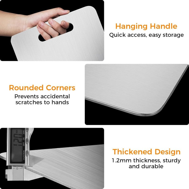 3 Pack Stainless Steel Cutting Boards – Double Sided, Food Grade, Dishwasher 1