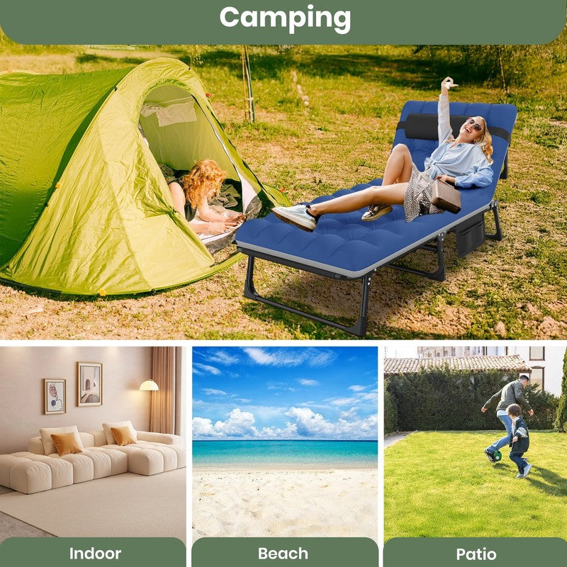 Portable Folding Camping Cot with Mattress, 29" Wide Multi-Position Folding Chai6