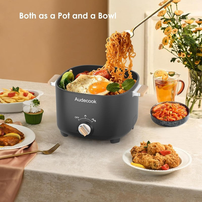 2.5L Electric Hot Pot Nonstick Multicooker Portable Dual Temp Control Black3