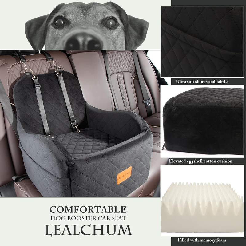Dog Booster Car Seat for Small/Medium Dogs up to 35Lbs,Elevated Cushion Fits in 3