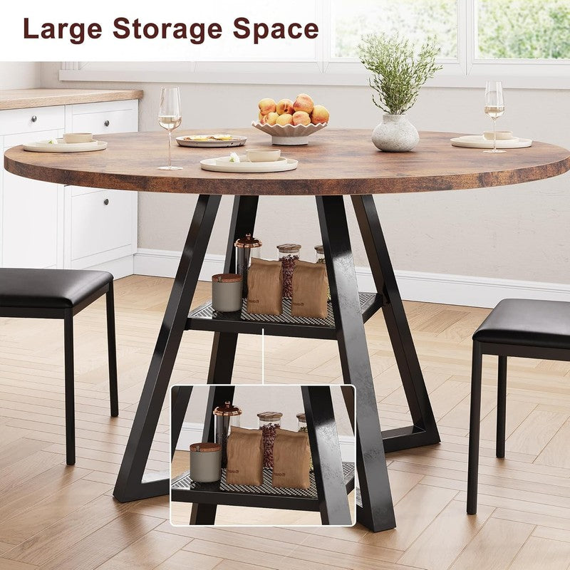 Round Dining Table for 4,Kitchen Dining Room Circle Dinner Pedestal Table,Space 5