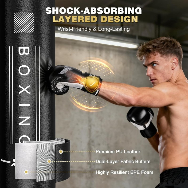 70in Freestanding Punching Bag w Gloves Heavy Boxing Kickboxing MMA7