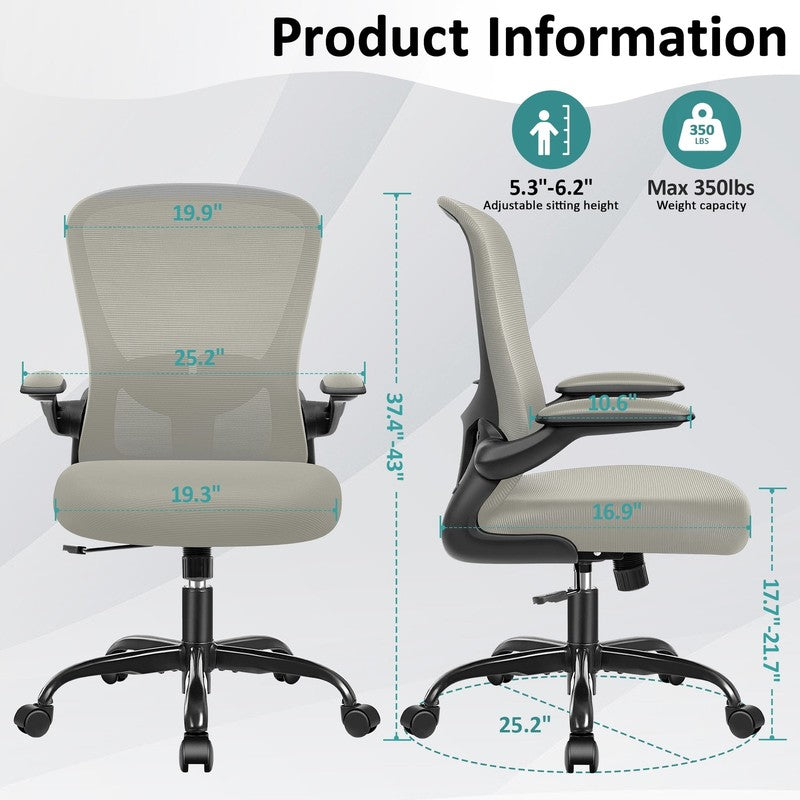 Office Chair, Ergonomic Desk Chair with Adjustable Lumbar Support, High Back Mes1