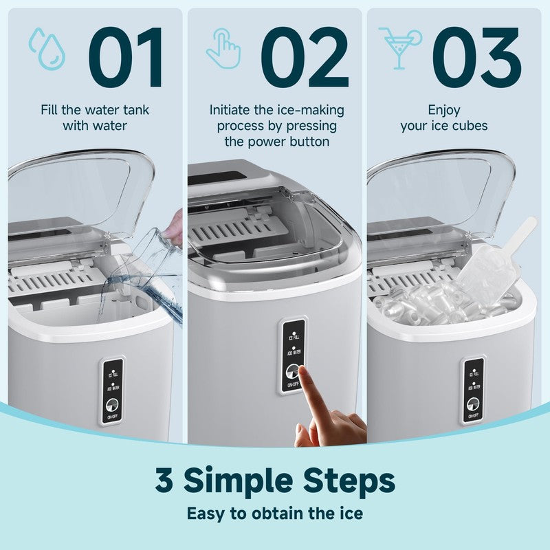 Portable Countertop Ice Maker with Handle 26Lbs/24H 9 Bullet Ice Self Cleaning2